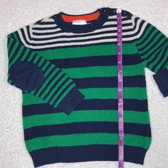 Hanna Andersson navy green button shoulder combed cotton sweater size 4 - Picture 2 of 7